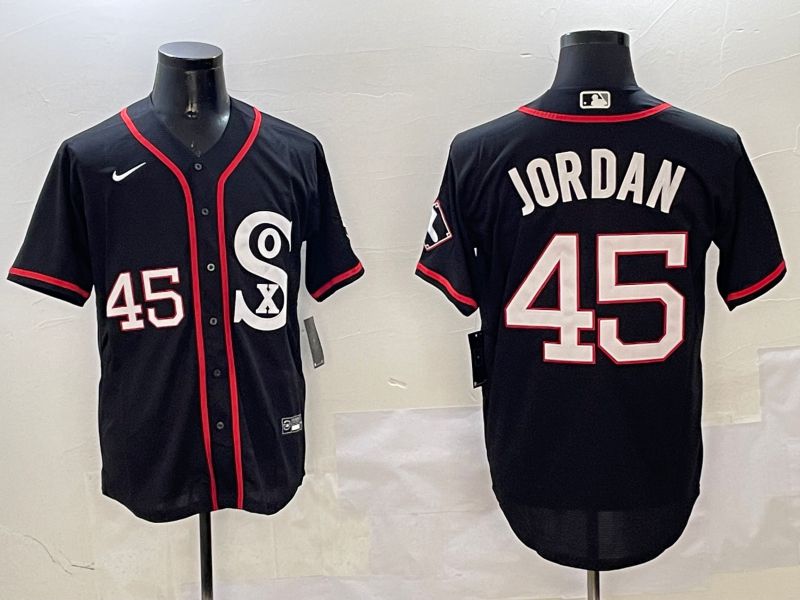 Men Chicago White Sox #45 Jordan Black Fashion Game 2025 Nike MLB Jersey style 313->chicago white sox->MLB Jersey